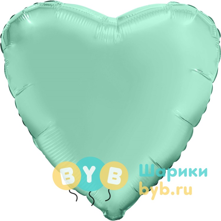 Шар фольгированный сердце, мятный сатин