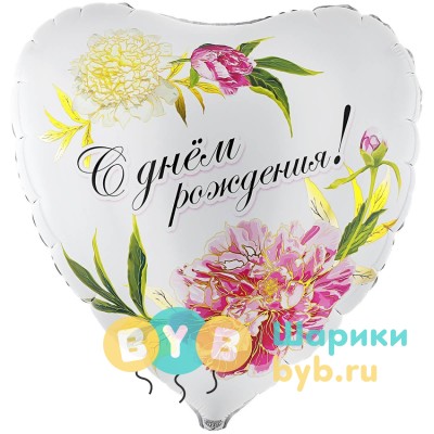 Шар фольгированный "Пионы" 79 см