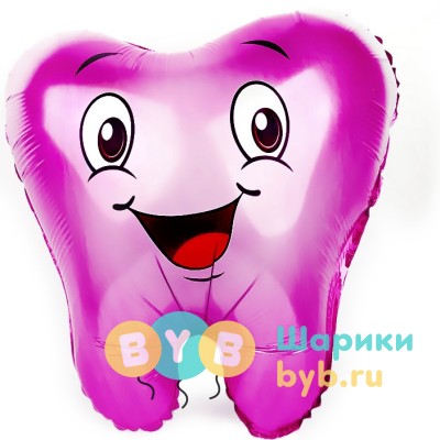 Фольгированный шар "Зубик" розовый