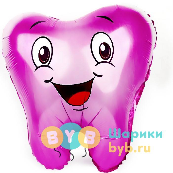 Фольгированный шар "Зубик" розовый