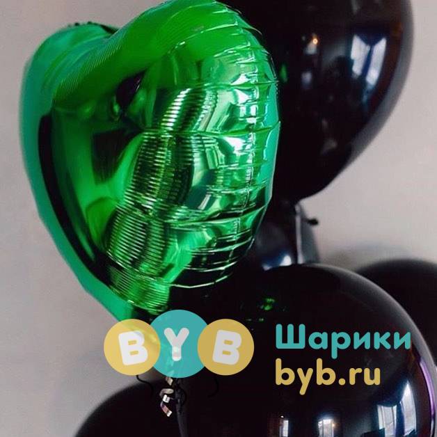 Шар фольгированный сердце, зеленый