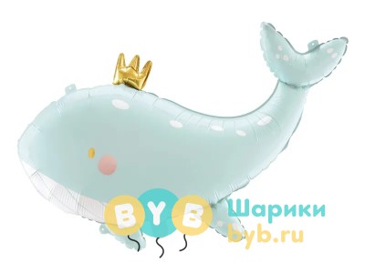 Шар фольгированный "Кит в короне"
