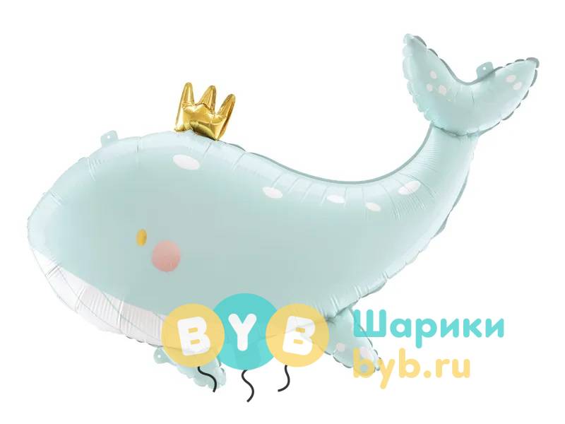 Шар фольгированный "Кит в короне"