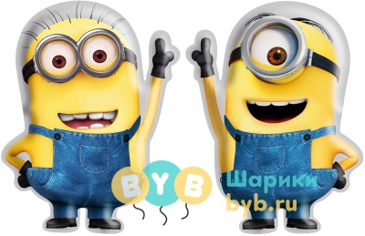 Шар фольгированный "Банановые человечки" две стороны