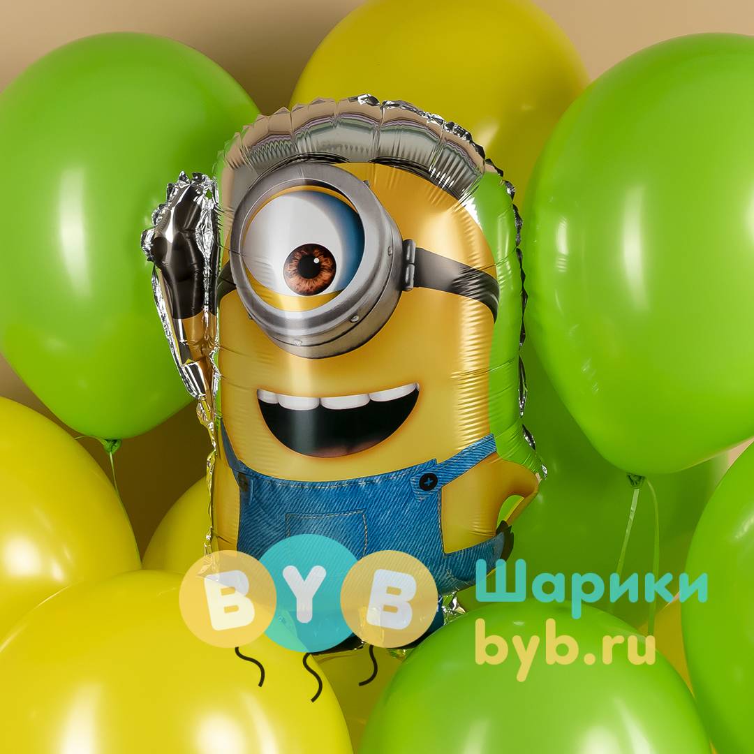 Шар фольгированный "Банановые человечки" две стороны