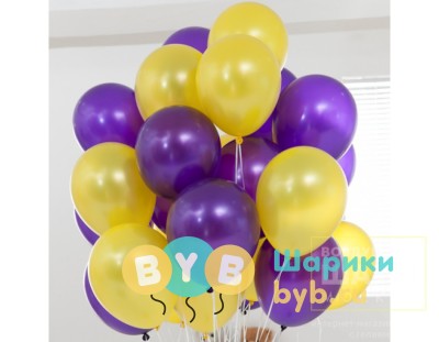 Облако шаров сиренево-желтые