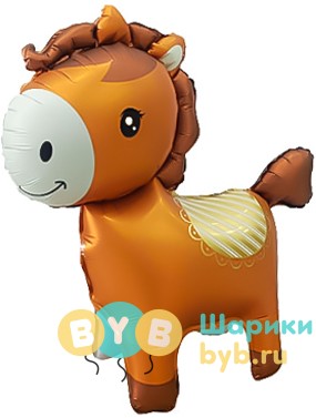 Шар 3D Фигура, Лошадка, Коричневый