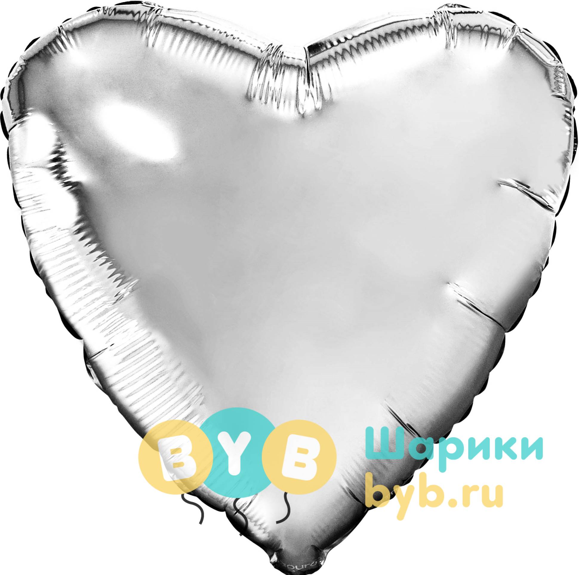 Шар фольгированный "Сердце большое" 76 см, серебро