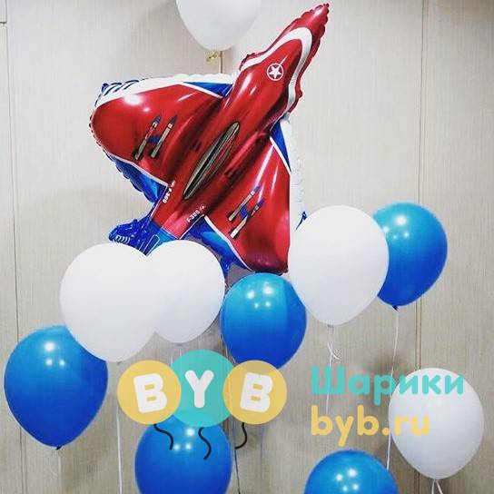 Шар фольгированный "Самолет Истребитель, Красный"