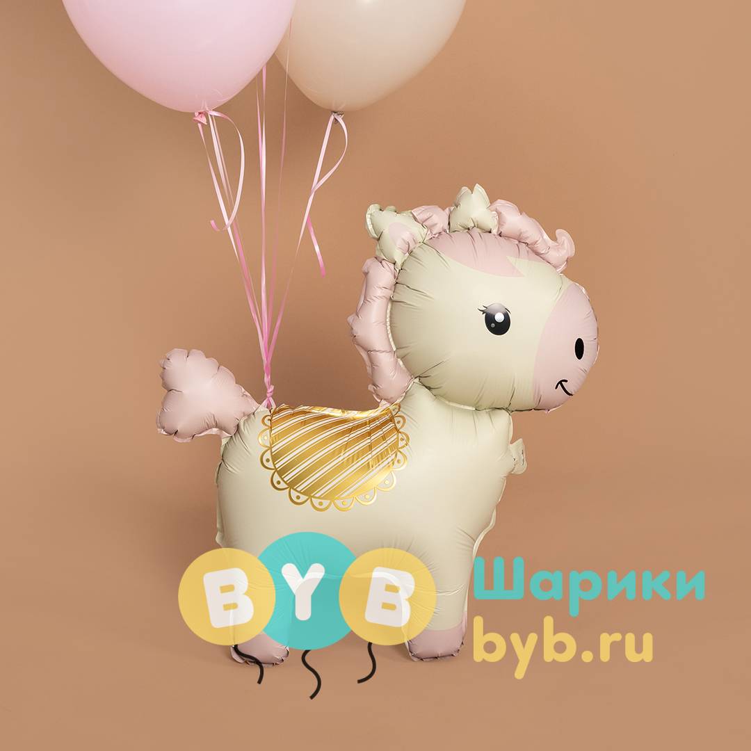 Шар 3D Фигура, Лошадка, Кремовый