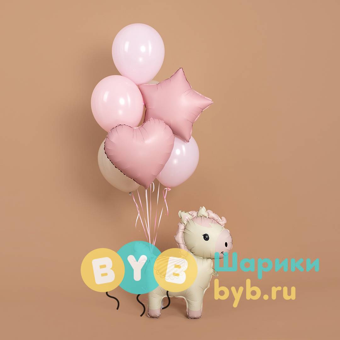 Шар 3D Фигура, Лошадка, Кремовый