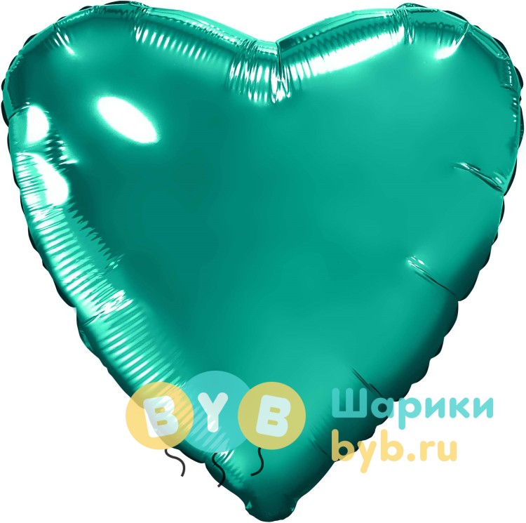 Шар фольгированный "Сердце большое"  76 см, бирюзовый