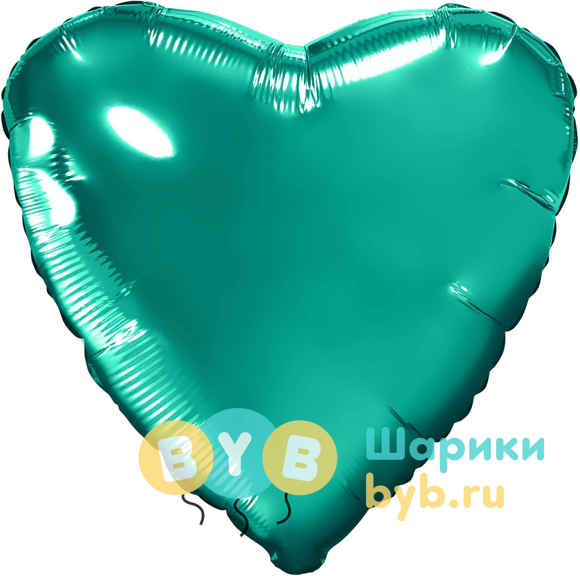 Шар фольгированный "Сердце большое" 76 см, бирюзовый