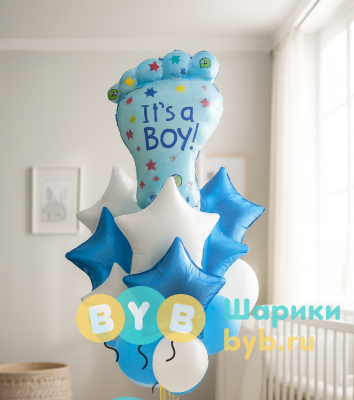 Букет шаров на выписку в роддом для мальчика