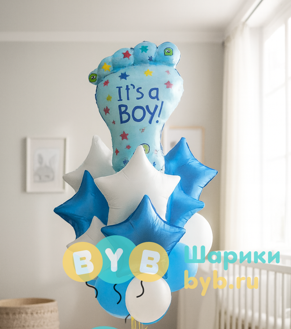 Букет шаров на выписку в роддом для мальчика