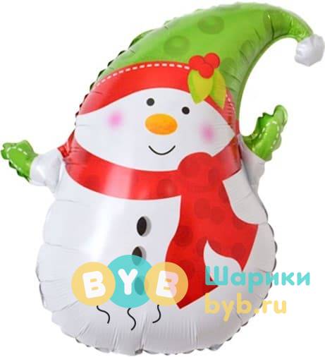Шар фольгированный "Снеговик в колпачке"
