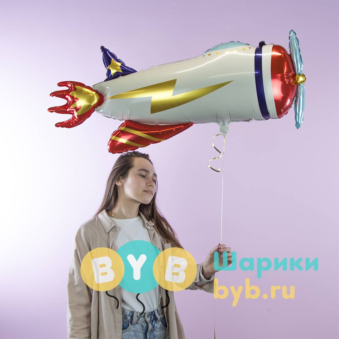 Шар фольгированный "Самолет ретро"
