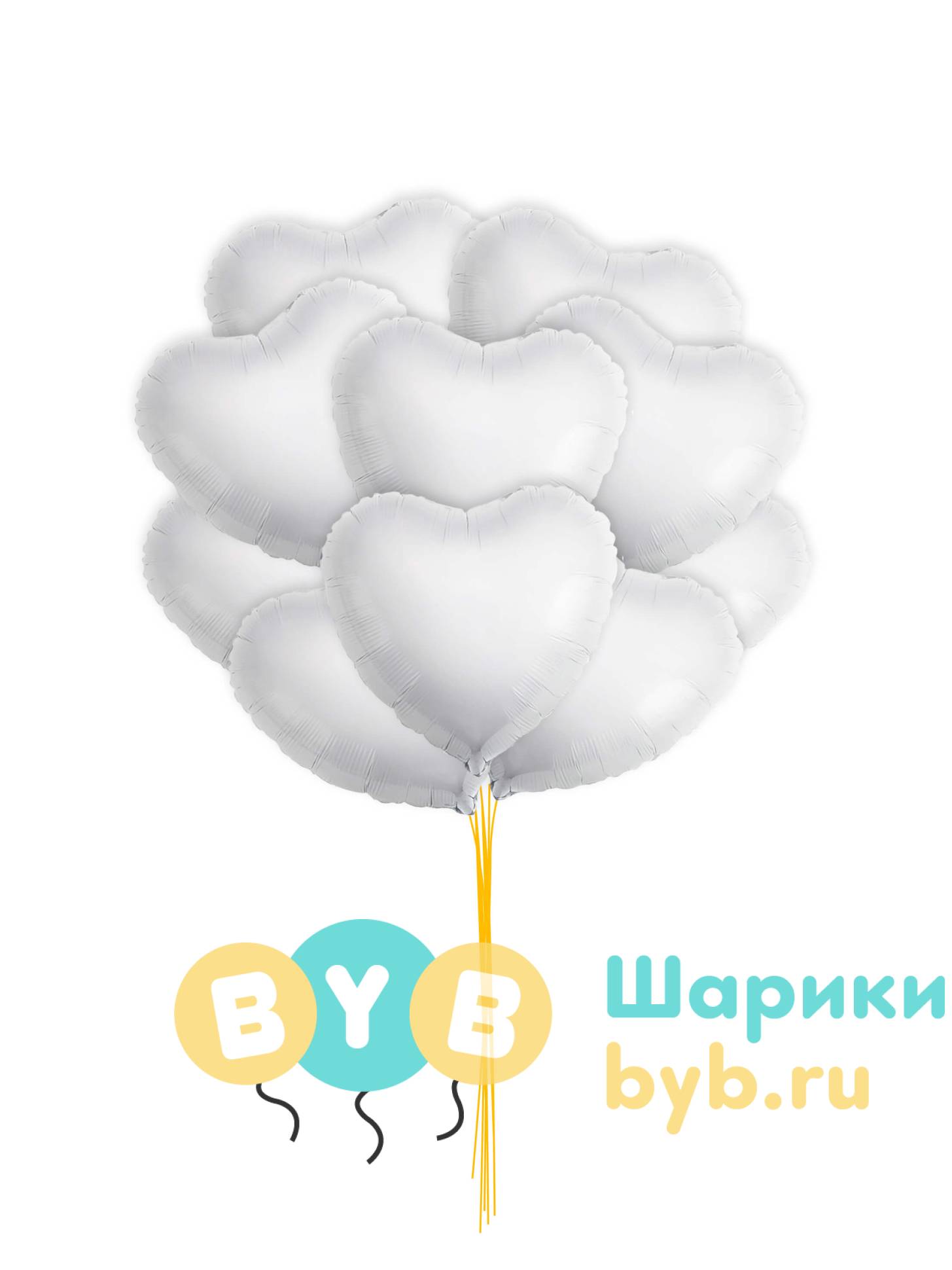Облако из шаров Сердца Белые