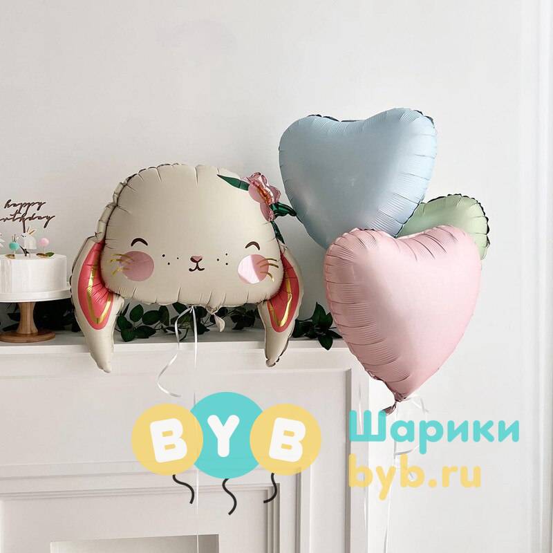 Шар фольгированный "Зайка с цветком"