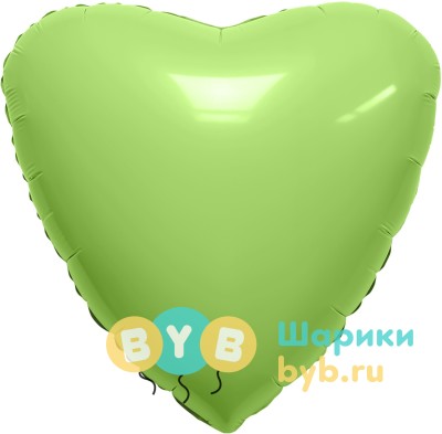 Шар фольгированный сердце, цвет фисташка (сатин)