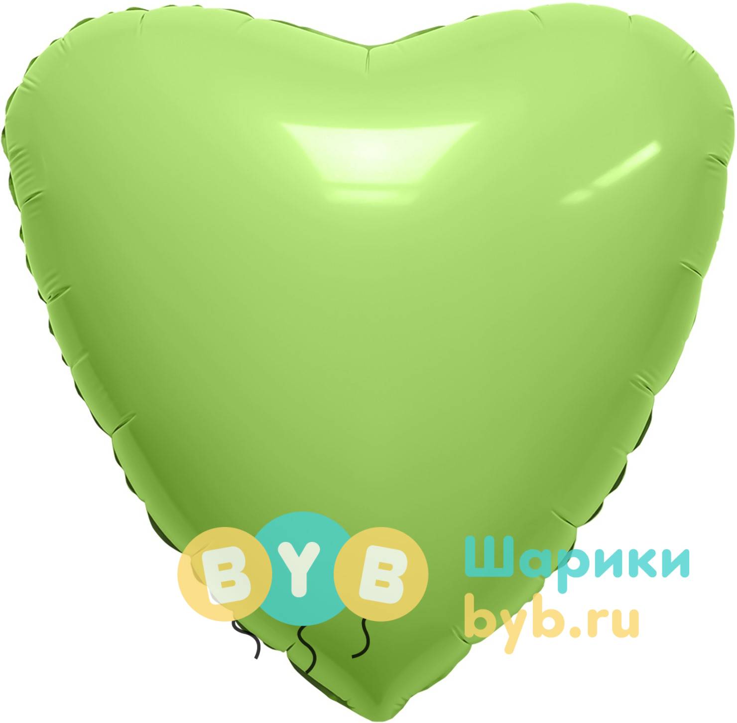 Шар фольгированный сердце, цвет фисташка (сатин)