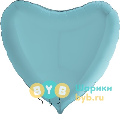 Шар фольгированный "Сердце большое" 91см, голубой