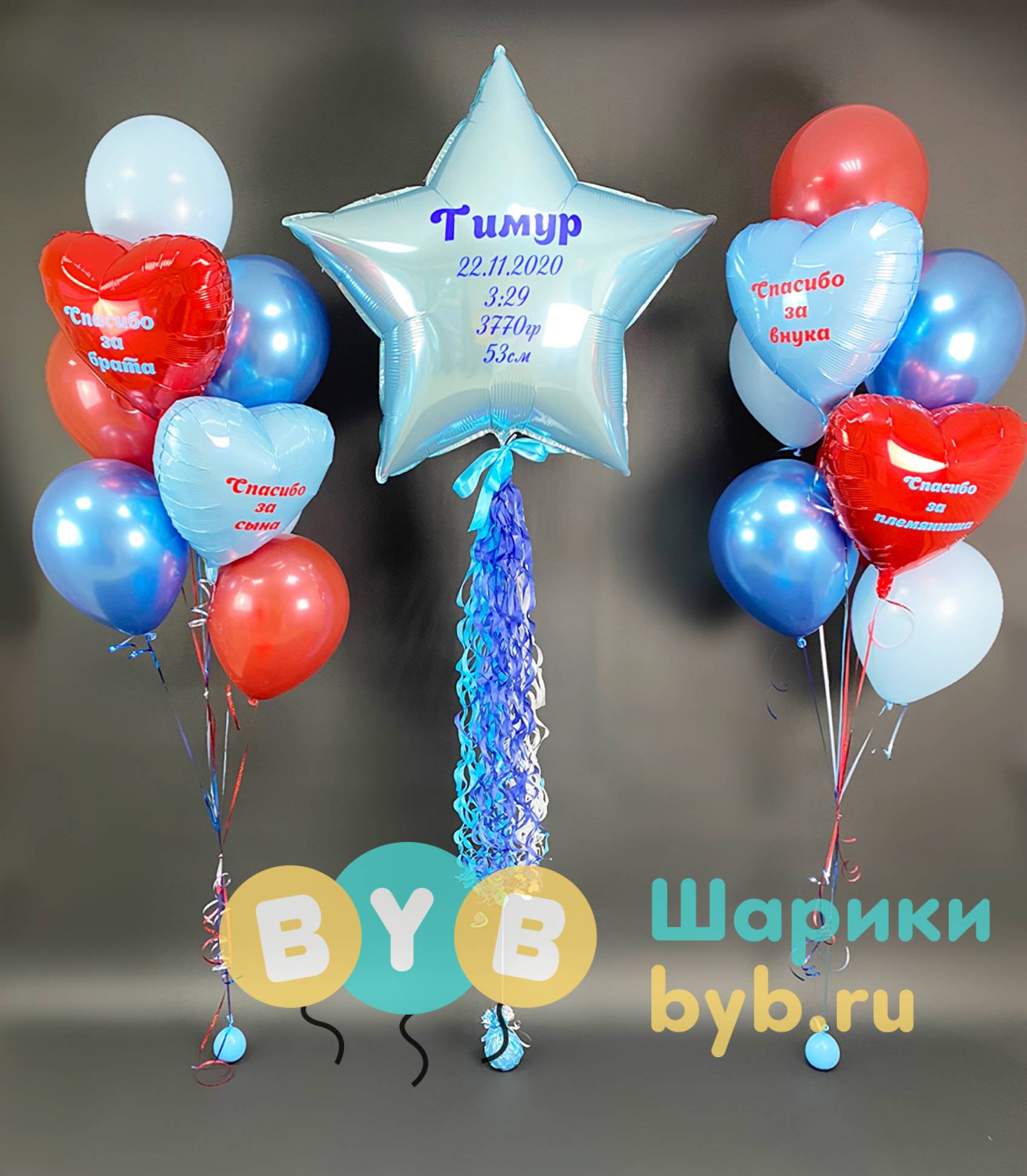 Сет на выписку мальчика с большой звездой и индивидуальными надписями