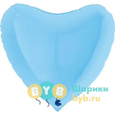 Шар фольгированный "Сердце большое" 91см, макарунс, Нежно-голубой