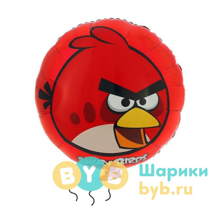 Шар фольгированный "Круг Angry Birds (красный)"