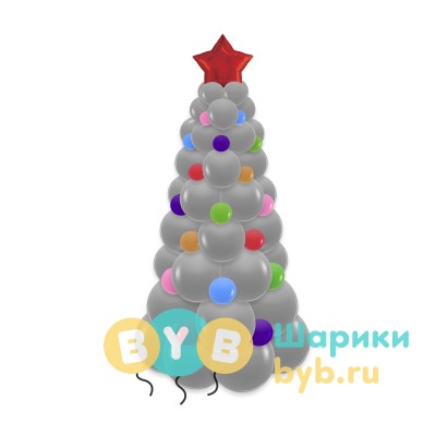 Елка из шаров серая 150 см