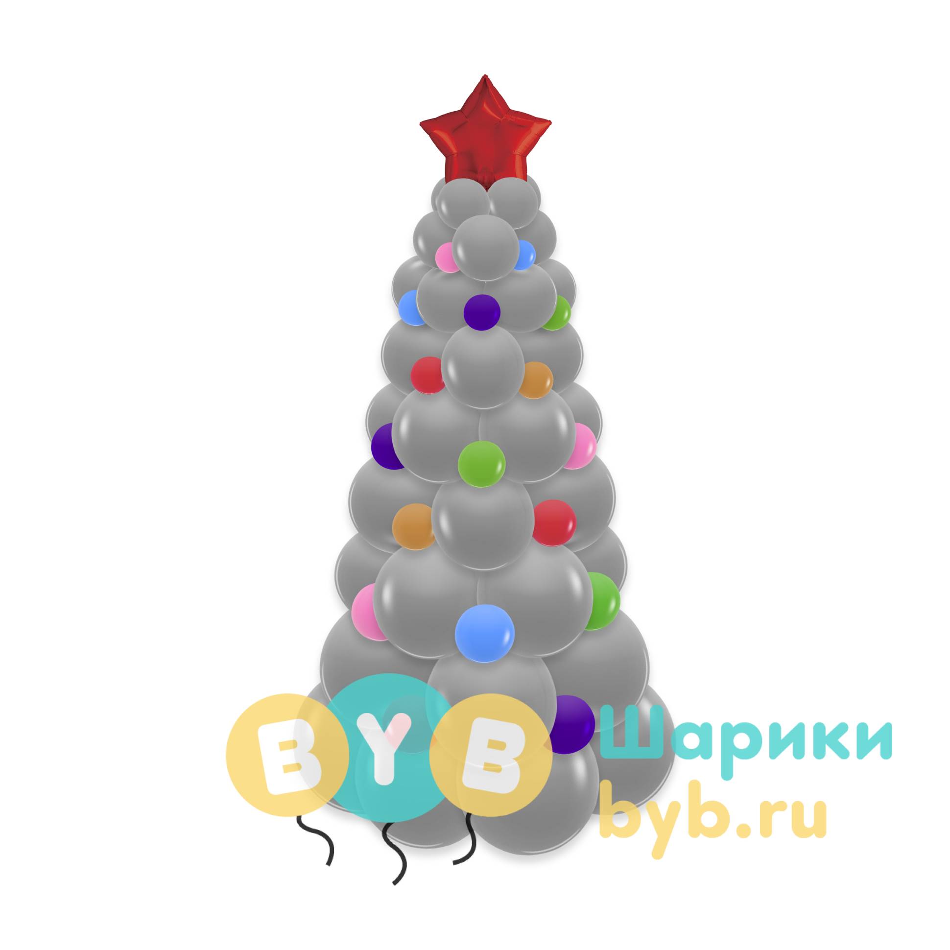 Елка из шаров серая 150 см