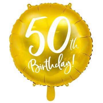 Шар фольгированный "50th BIRTHDAY Gold"