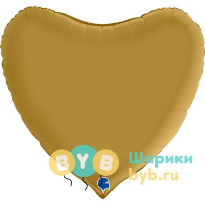 Шар фольгированный "Сердце большое" 91см, золото сатин