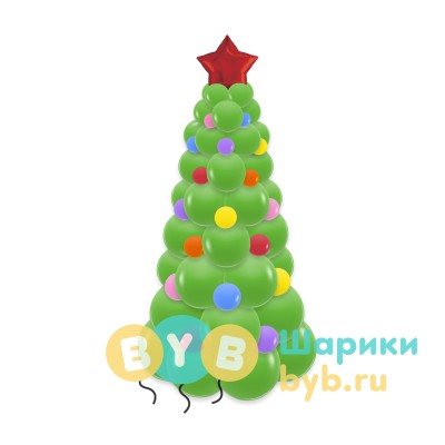 Елка из шаров зеленая 150 см