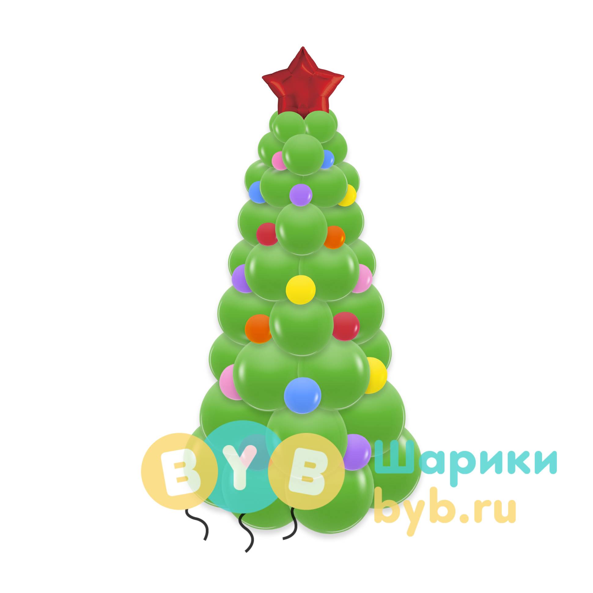 Елка из шаров зеленая 150 см
