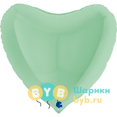 Шар фольгированный "Сердце большое" 91см, макарунс нежная мята