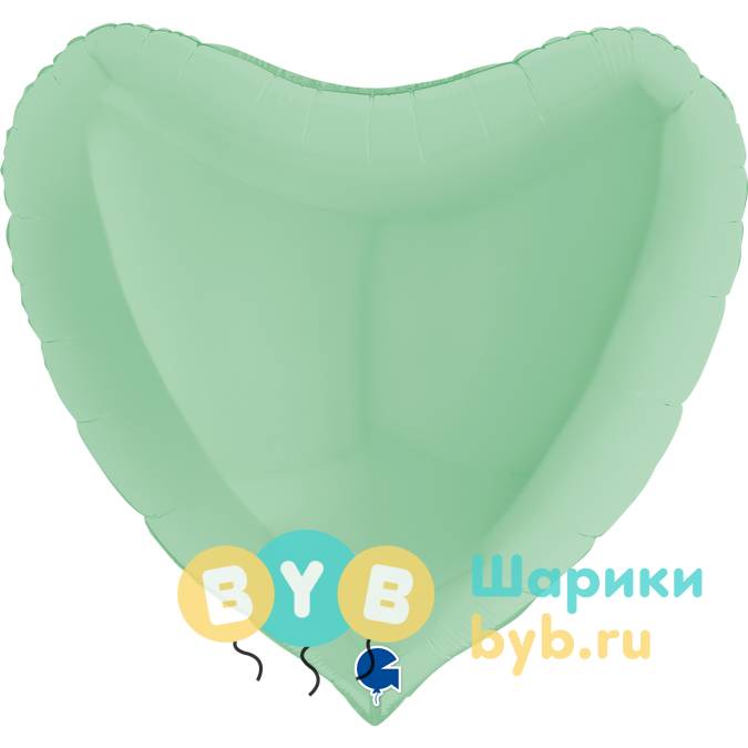 Шар фольгированный "Сердце большое" 91см, макарунс нежная мята